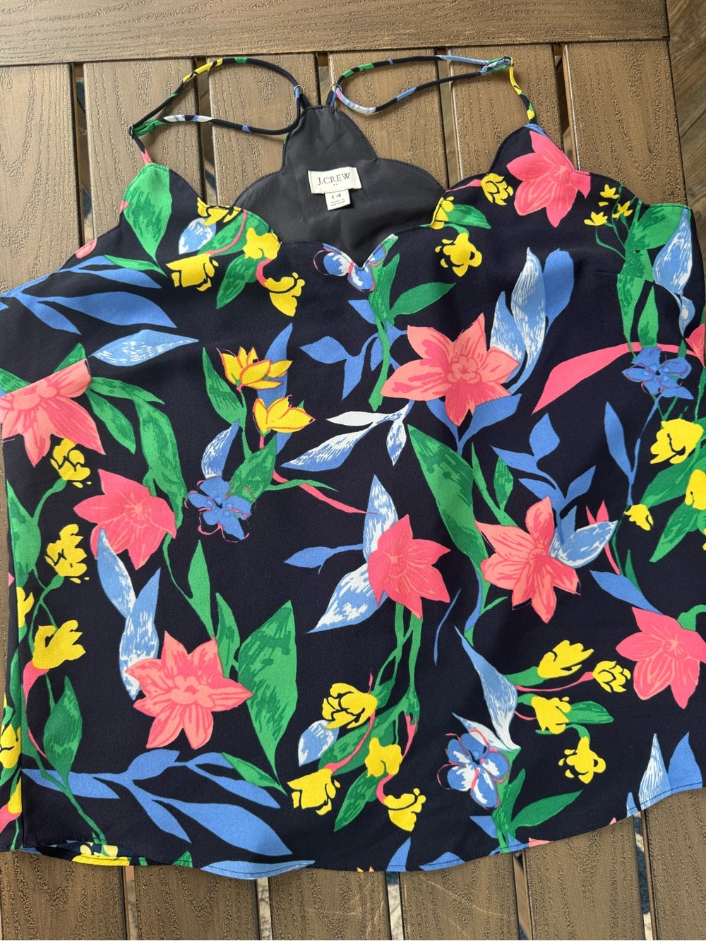 J. Crew Navy Floral Spaghetti-Strap Cami with Bright Botanical Print